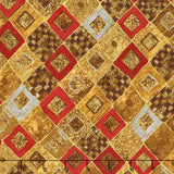 Gustav Klimt - Squares Diamonds Red Metallic Yardage