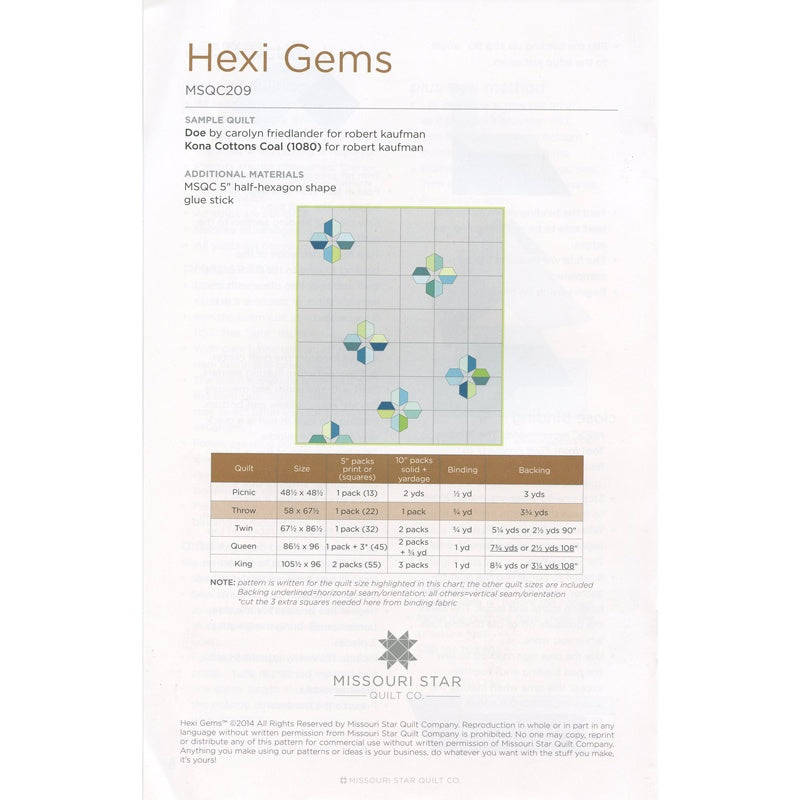 Hexi Gems Quilt Pattern by Missouri Star