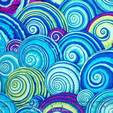 Kaffe Caribbean - Spiral Shells Blue Yardage