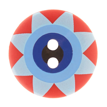 Kaffe Fassett Button - 3/4" Red Multi Star Flower Primary Image