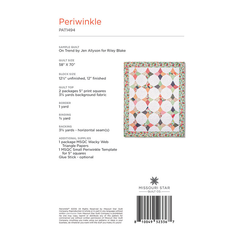 Periwinkle Quilt Pattern by Missouri Star