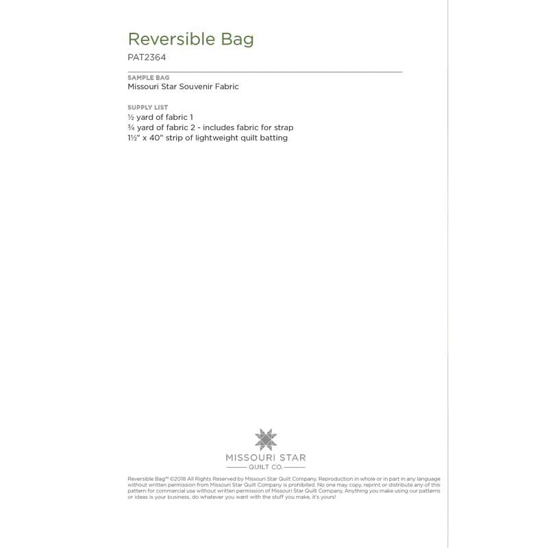 Reversible Bag Pattern by Missouri Star