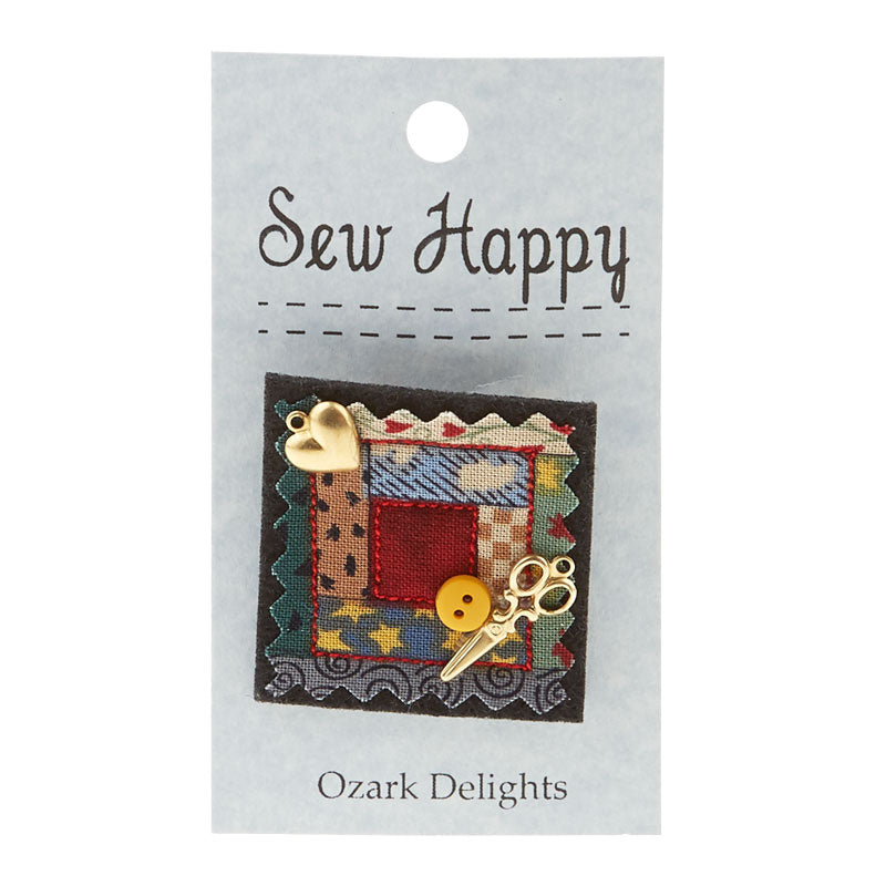 Sew Happy Log Cabin Quilter's Pin