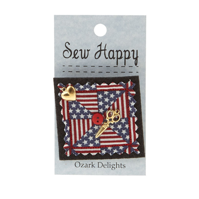 Sew Happy Patriotic Pinwheel Quilter's Pin Alternative View #1