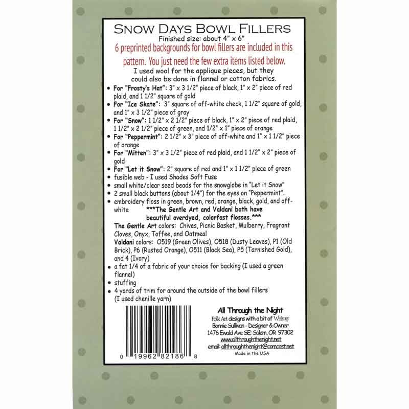 Snow Days Bowl Fillers Pattern