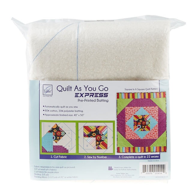 Square in a Square Quilt As You Go Express Preprinted Batting Primary Image