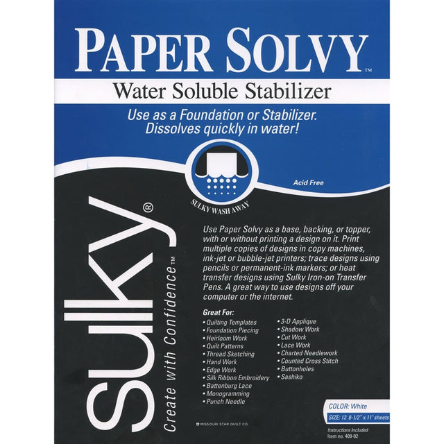 Sulky Paper Solvy 11" x 8.5"