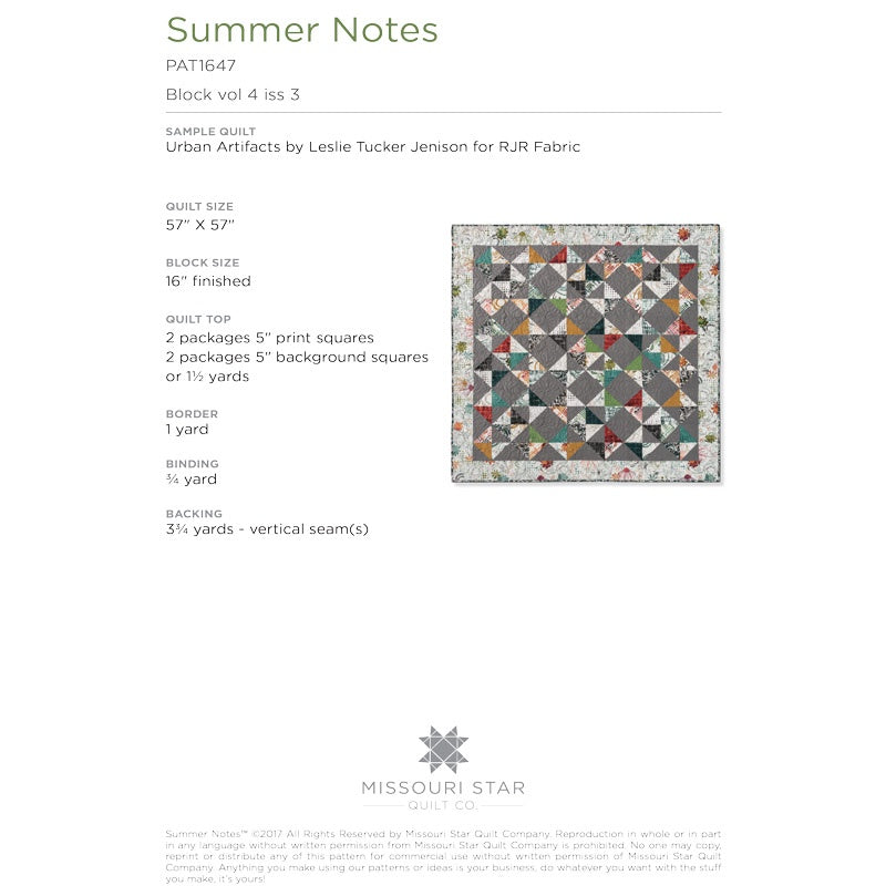 Summer Notes Pattern by Missouri Star