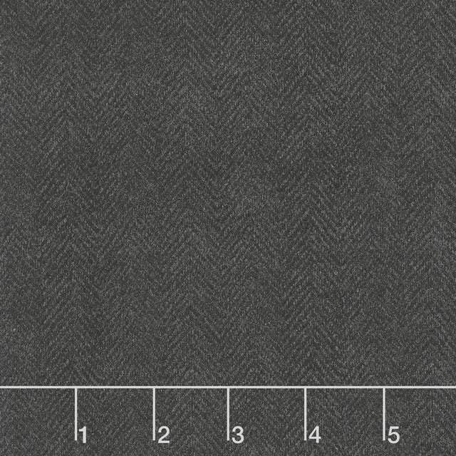 Woolies Flannel - Herringbone Grey Black Yardage