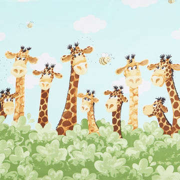 Zoe the Giraffe - Giraffe Border Print Aqua Yardage