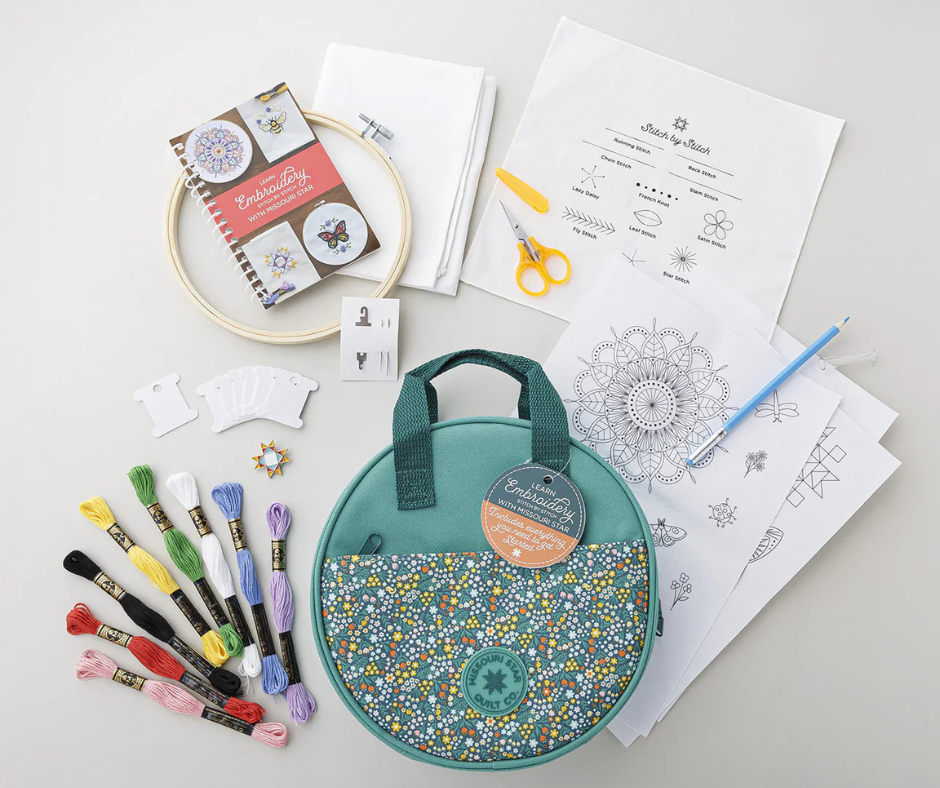 contents of the missouri star beginner embroidery kit
