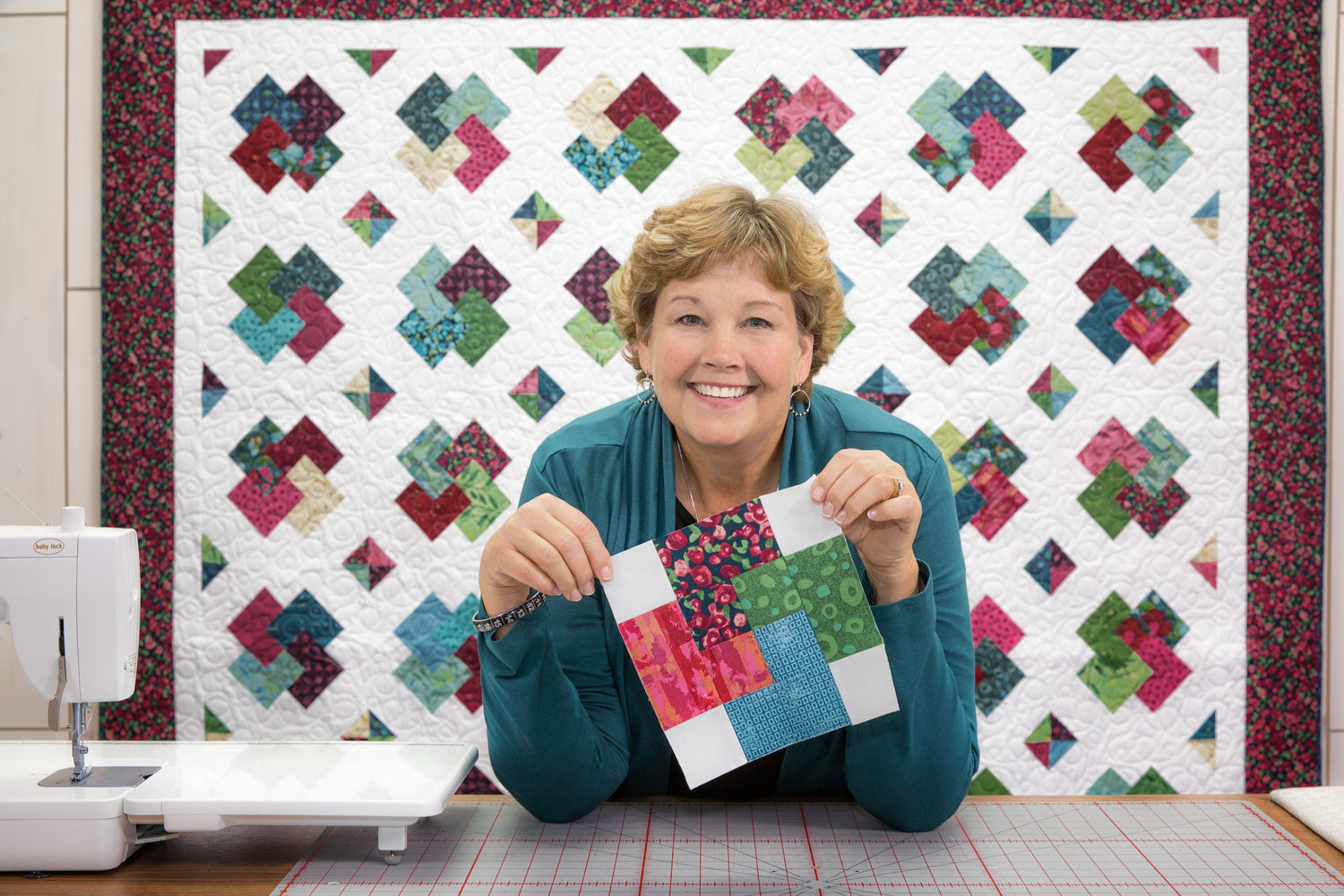 Card Trick Quilt Tutorial: Jenny Doan's Jelly Roll Block Set on Point