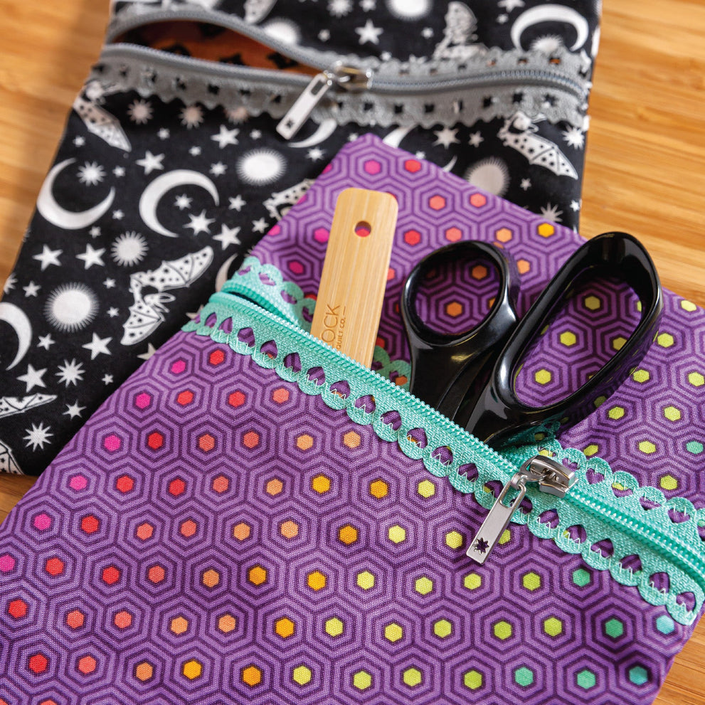 Easy zipper pouches made with Missouri Star Fancy Zips