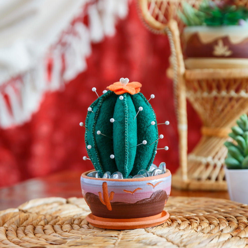 Thimble Container Cactus Shaped Pincushion