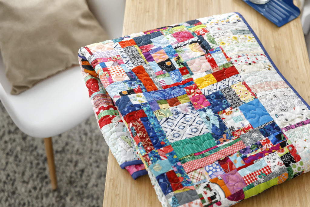 Triple Play! Crumb Quilt, Carpenter's Square, Full Circle