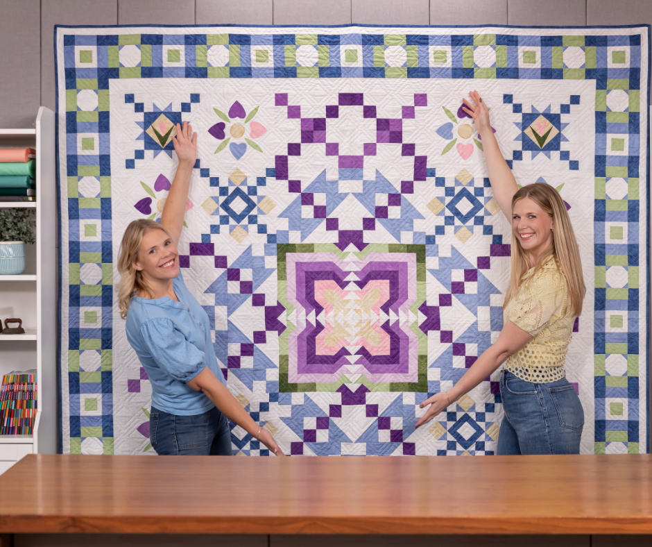Misty and Natalie Doan show off the Spring Dreams Quilt Block of the Month Project