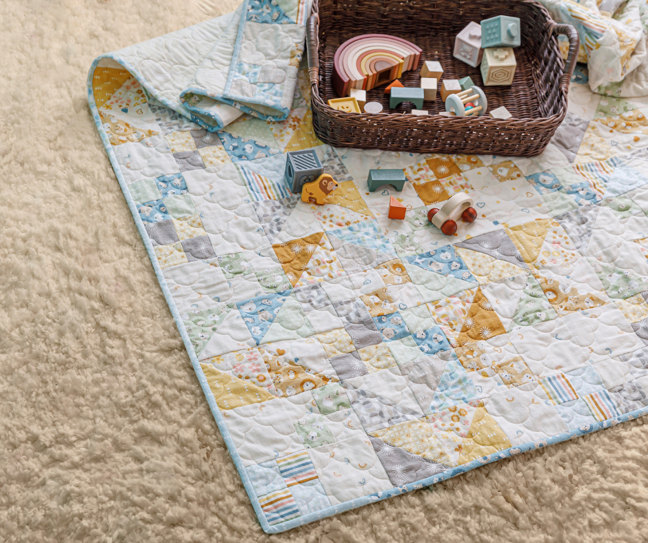 a simple baby quilt is great for beginning quilters.