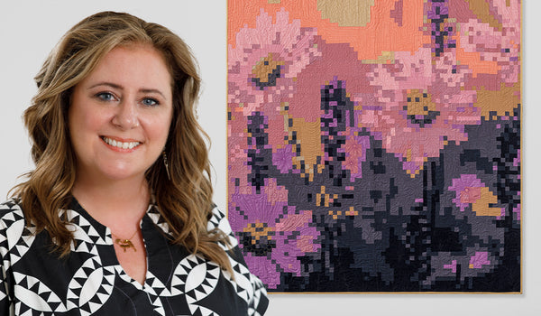 Sunset Wildflowers Pixel Quilt
