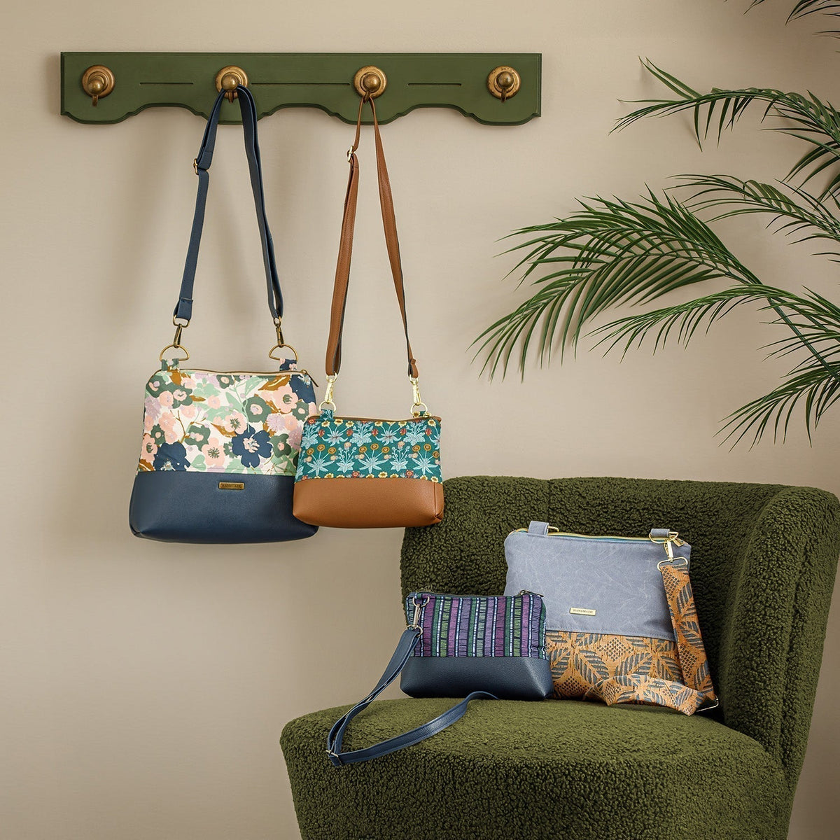 Mia and Clarisse crossbody bags from Sallie Tomato with faux leather and cork bottoms