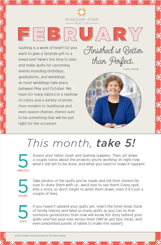 February 2020 Quilt Planner
