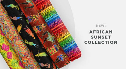 Browse the African Sunset fabric collection from Timeless Treasures here.