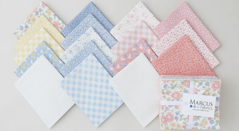 Fat quarter bundle of mini prints with a baby theme from the Aunt Grace rock my baby fabric collection.