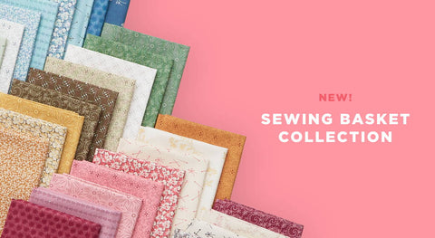 Shop the Sewing Basket Fabric Collection in precuts and yardage while supplies last