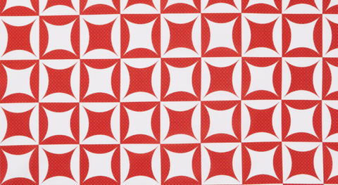 108"-wide backing with red-and-white, orange peel blocks from the Colorblock Party Cheater Prints fabric collection.