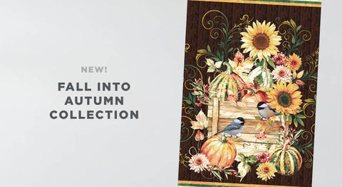 Shop the Fall into Autumn Fabric Collection yardage and quilt panels here.