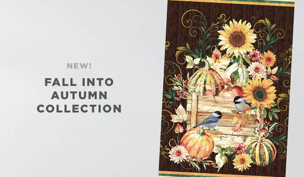Shop the Fall into Autumn Fabric Collection yardage and quilt panels here.
