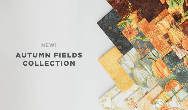 Shop the autumn fields fabric collection here.