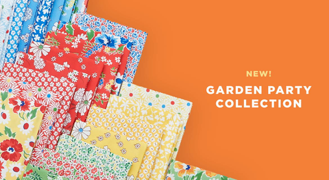 Shop the Garden Party Fabric Collection in precuts and yardage while supplies last.