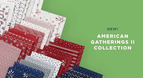 Shop the Moda American Gatherings II fabric collection in precuts and yardage while supplies last.