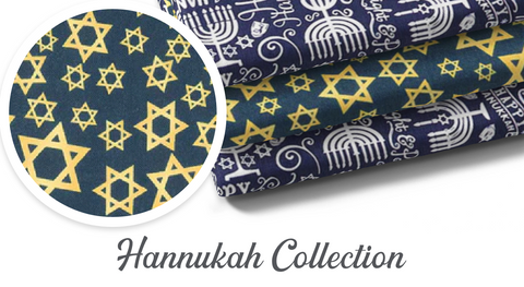 Choose from 2 festive prints from Gail Cadden's Hanukkah fabric collection while supplies last.