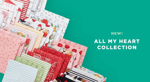 Shop the Riley Blake Designs all my heart fabric collection here.
