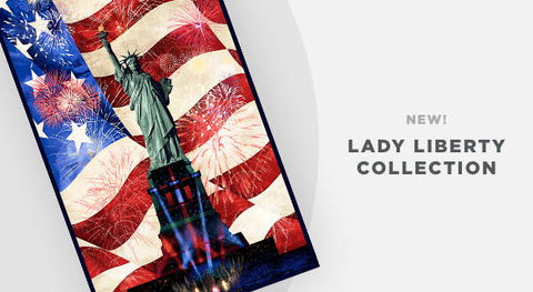 browse the lady liberty fabric collection by Chong-a Hwang for Timeless Treasures here.