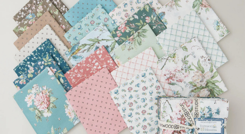 a selection of fat quarter floral prints from the terrace blooms fabric collection from Maywood Studio.