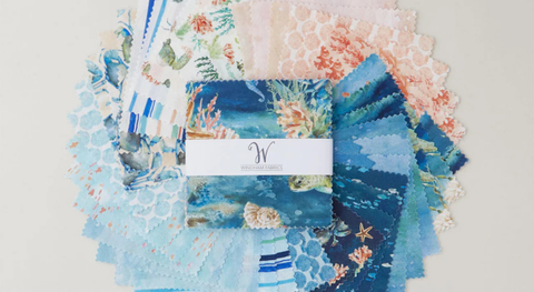 a selection of ocean fabric prints from the Ocean Life Fabric Collection.