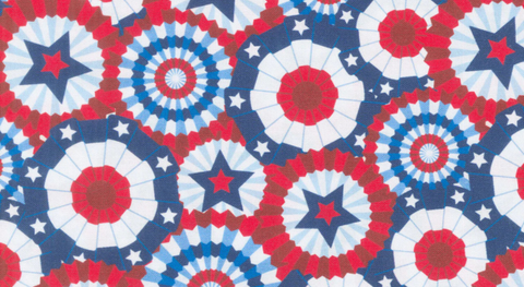 108"-wide backing with red, white and blue, starry banner designs.