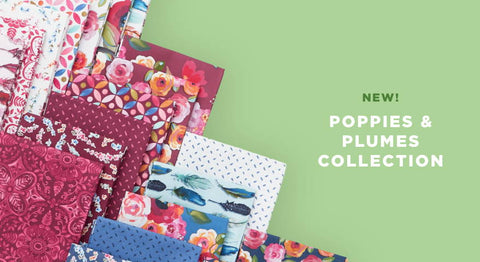 Shop the poppies & plumes fabric collection while supplies last.