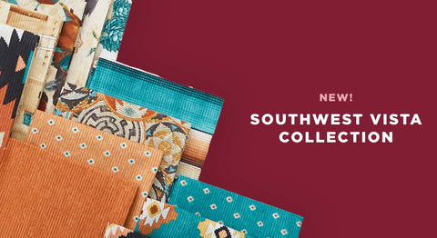 Browse the Southwest Vista fabric collection in yardage and precuts here.