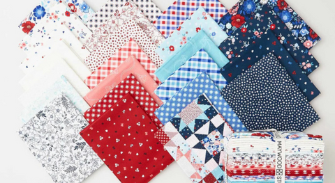 a selection of fat quarter prints from the Star Spangled Beauty fabric collection.