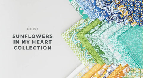 Browse quilt patterns, precuts, yardage and panels from the Sunflowers in my Heart fabric collection here.