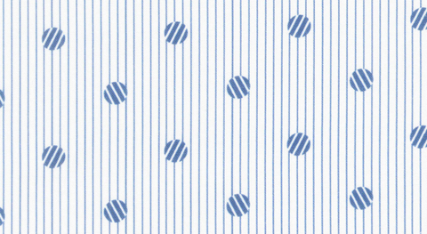 Blue and white stripes and blue balls with white stripes. 