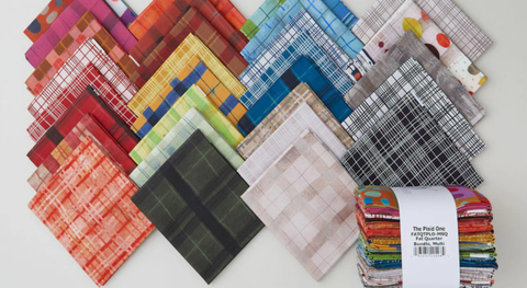Fat quarters of various plaid prints in assorted colors.
