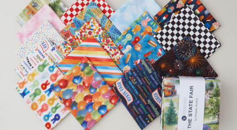 Fat quarter bundle of colorful novelty prints from The State Fair fabric collection.