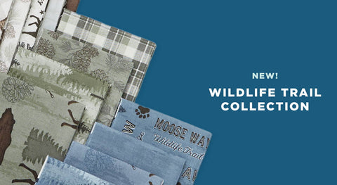 Shop precuts, yardage, and project panels from the Wildlife Trail fabric collection while supplies last.
