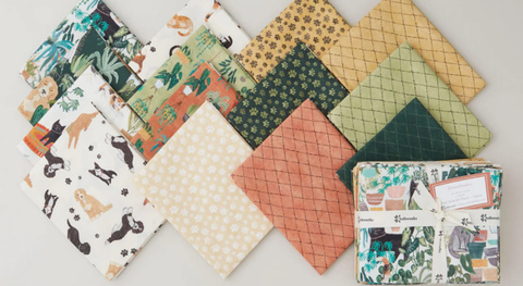 a selection of fat quarter prints from the homebodies fabric collection.