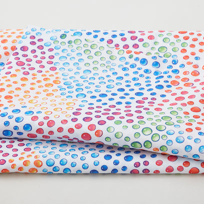 Rainbow Droplets - White/Multi 108" Wide 3 Yard Cut
