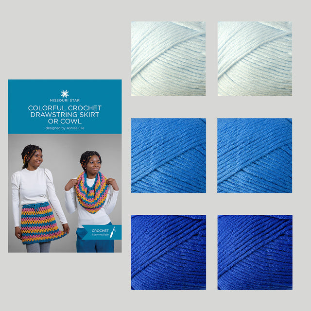 Colorful Crochet Skirt/Cowl - L/1X/2X/3X/4X - All Blues Crochet Kit Primary Image
